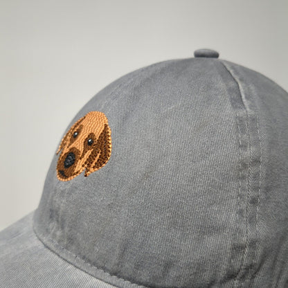 David And Young Slideback Hat Gray One Size Adjustable Embroidered Dog