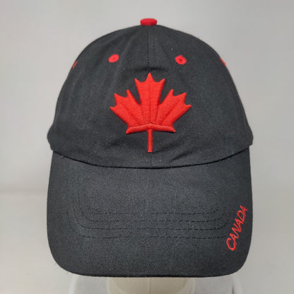 Canada Strapback Hat Black One Size Adjustable Embroidered Patriotic 6 Panel