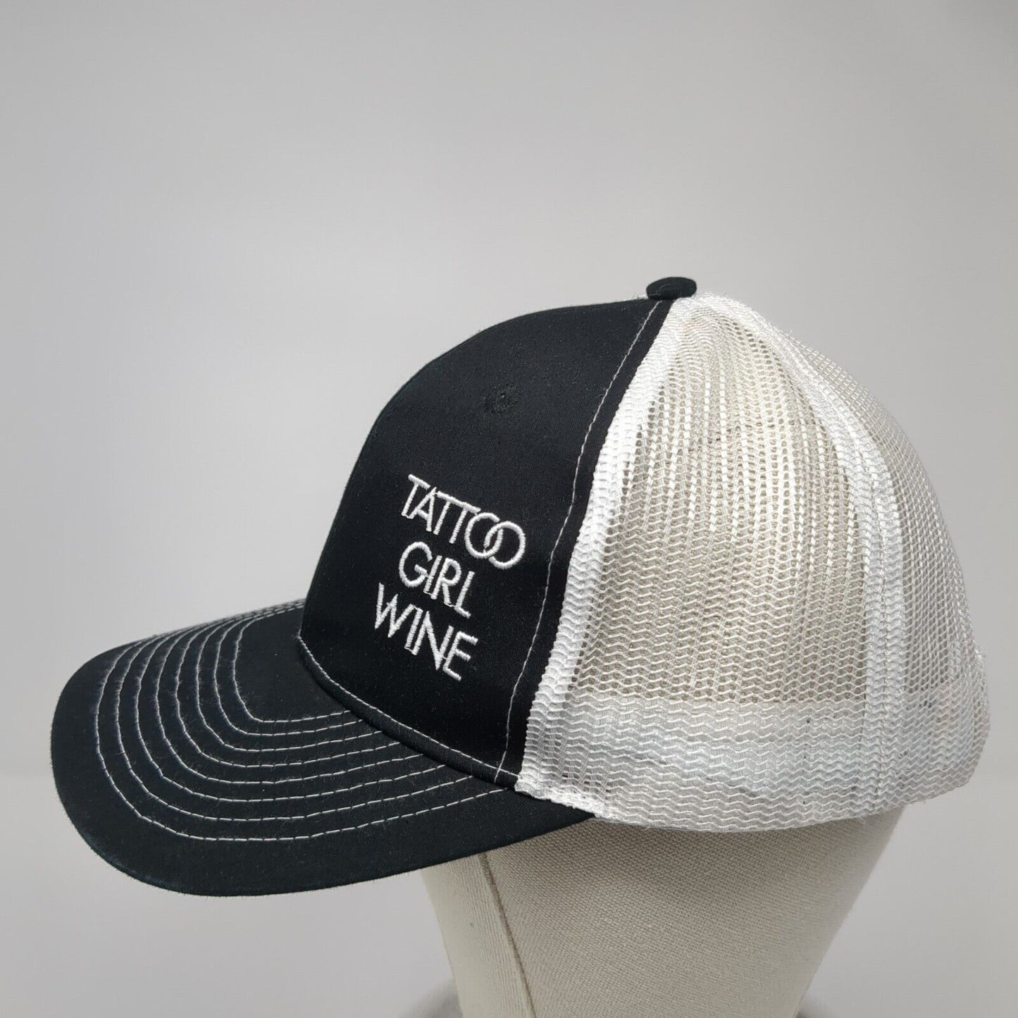 Tattoo Girl Wine Snapback Trucker Hat Black OS Mesh Back Pacific Essentials