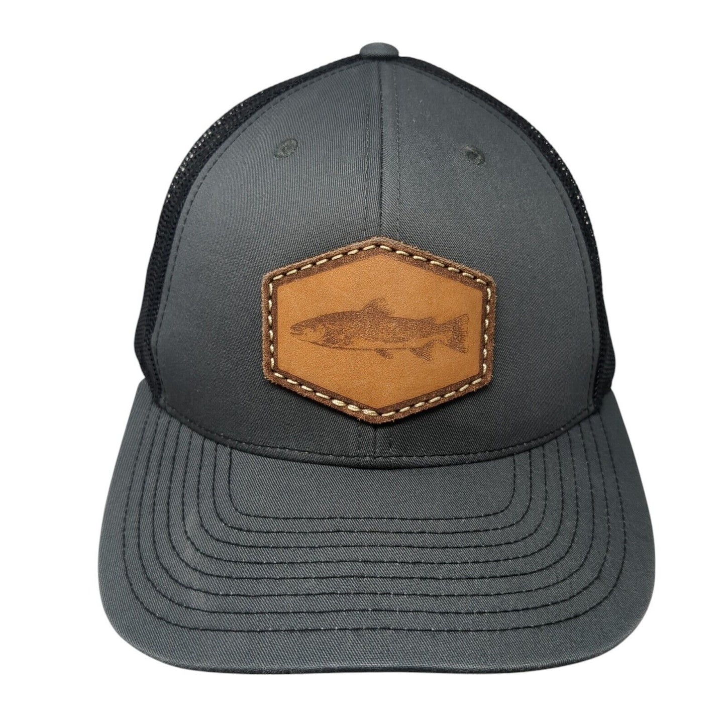 Trout Snapback Trucker Hat Gray One Size Adjustable Mesh Back Richardson