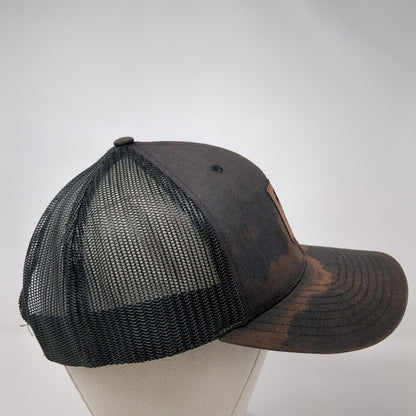 Kiawah Snapback Mesh Back Trucker Hat Black One Size Leather Patch