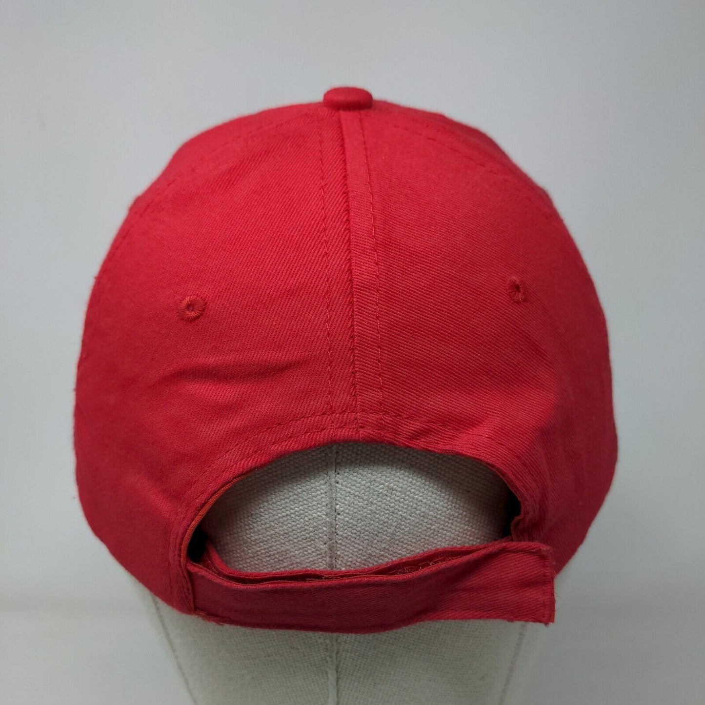 USA Strapback Hat Red OSFA Adjustable Embroidered Vented Holes 6 Panel