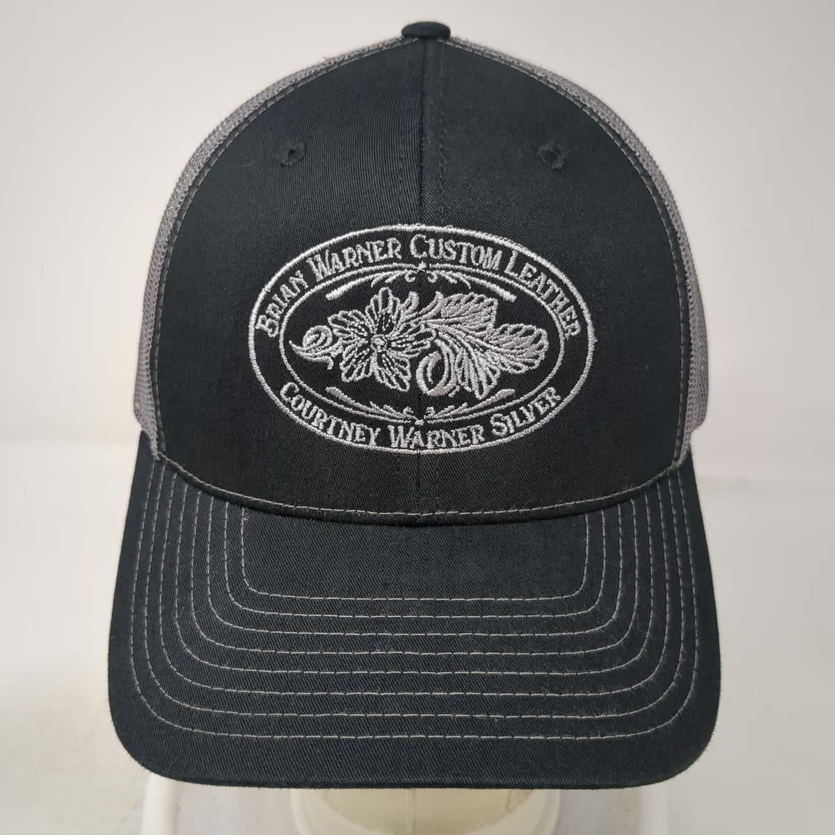 Richardson Trucker Hat Black Gray One Size Brian Warner Custom Leather Silver