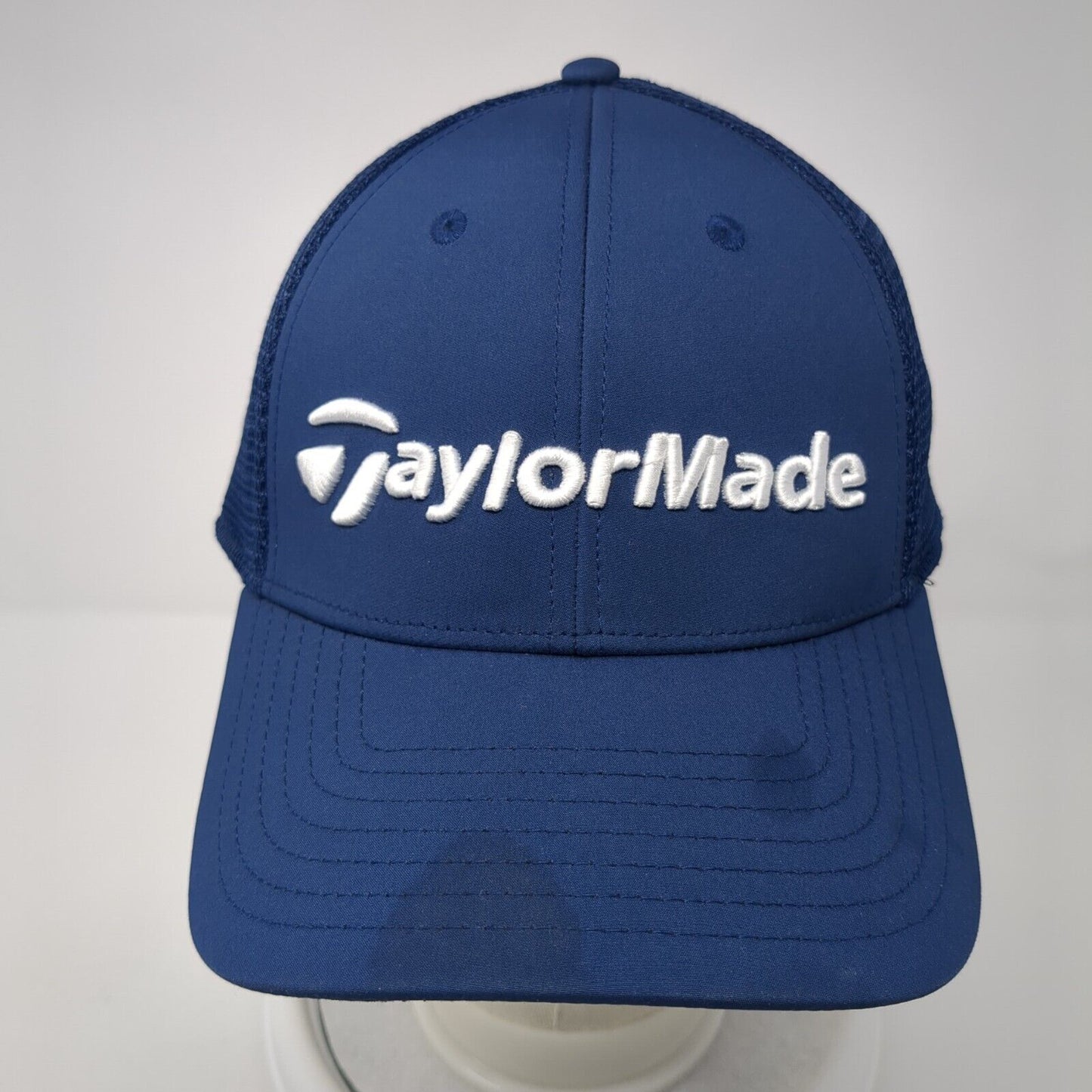 TaylorMade Fitted Mesh Back Hat Blue L/XL Solid Embroidered A-Flex