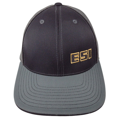 ESI Fitted Mesh Back Trucker Hat Gray L-XL Embroidered Colorblock