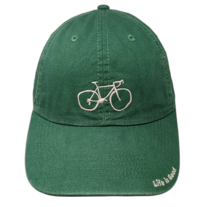 Life is Good Baseball Cap Green One Size Bicycle Logo Adjustable Slideback Hat