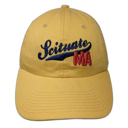Perrin Baseball Cap Yellow OSFM Scituate MA Massachusetts Slideback Cotton Hat