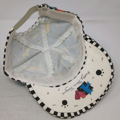 Kathy Davis Designs Baseball Cap Blue White One Size Cats Checkerboard Hat
