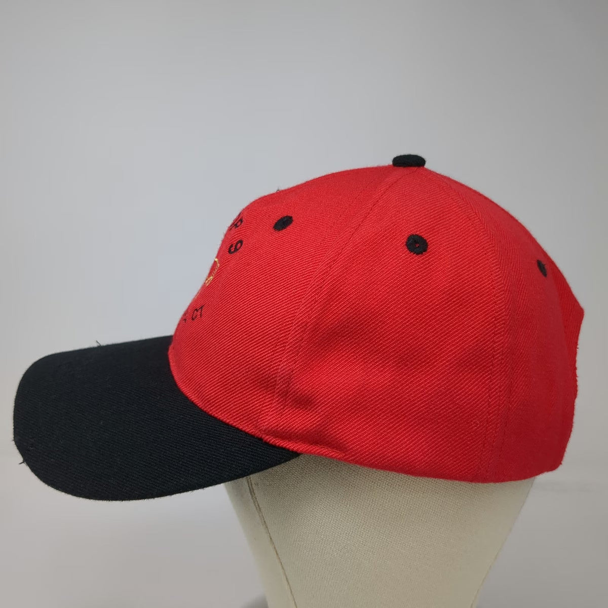 Red Baseball Cap OSFM Boy Scouts Troop 9 Stamford CT Strapback Logo Black Hat