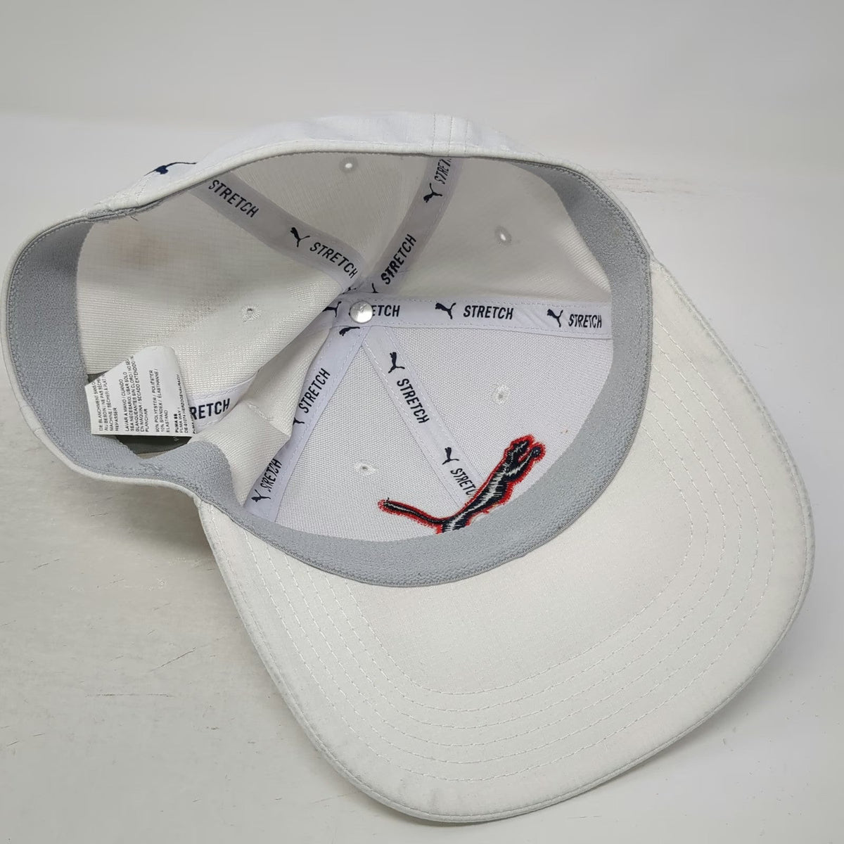 Puma Baseball Cap White S Stretch Fit Embroidered Logo Athletic Performance Hat