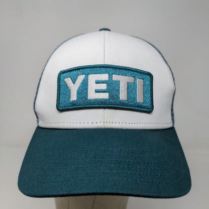 Yeti Men's Snapback Mesh Back Hat Green White Embroidered Logo Polyester