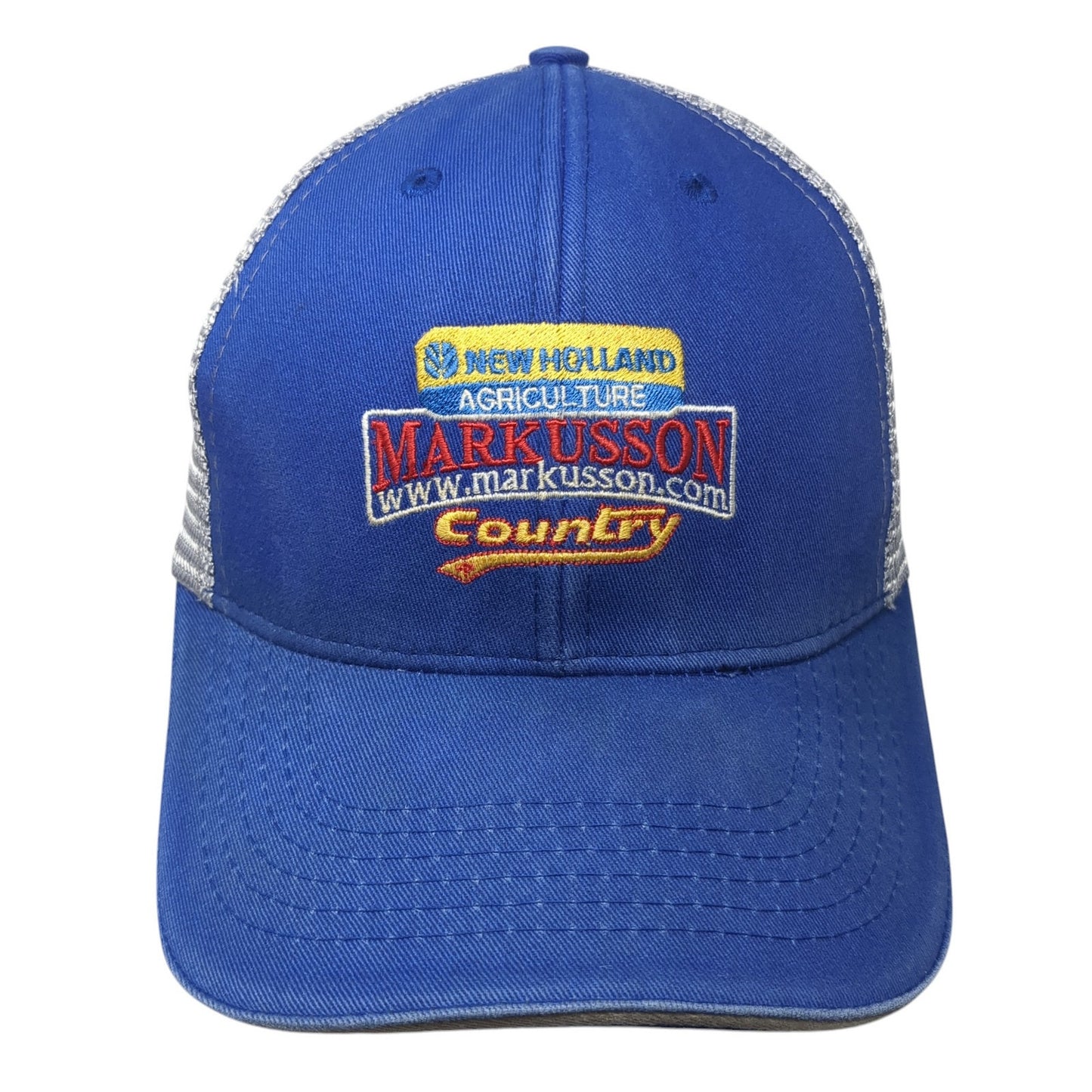 New Holland Agriculture Markusson Country Trucker Hat Blue OS Mesh Back MV3