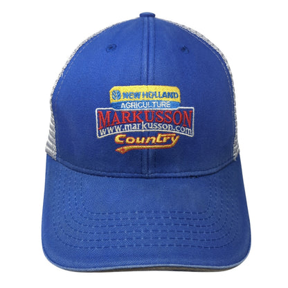 New Holland Agriculture Markusson Country Trucker Hat Blue OS Mesh Back MV3