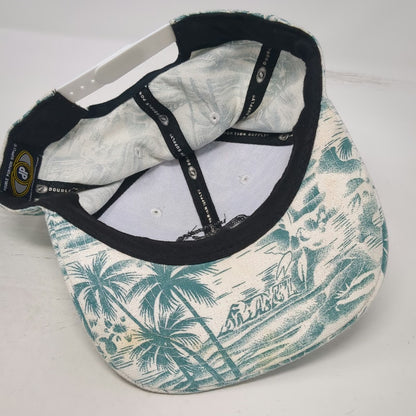 Double Portion Supply 5 Panel White Hat One Size Tropical Palm Tree Oyster Bar