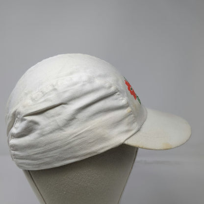San Brushardi 5 Panel White One Size Flower Embroidery Elastic Back Hat