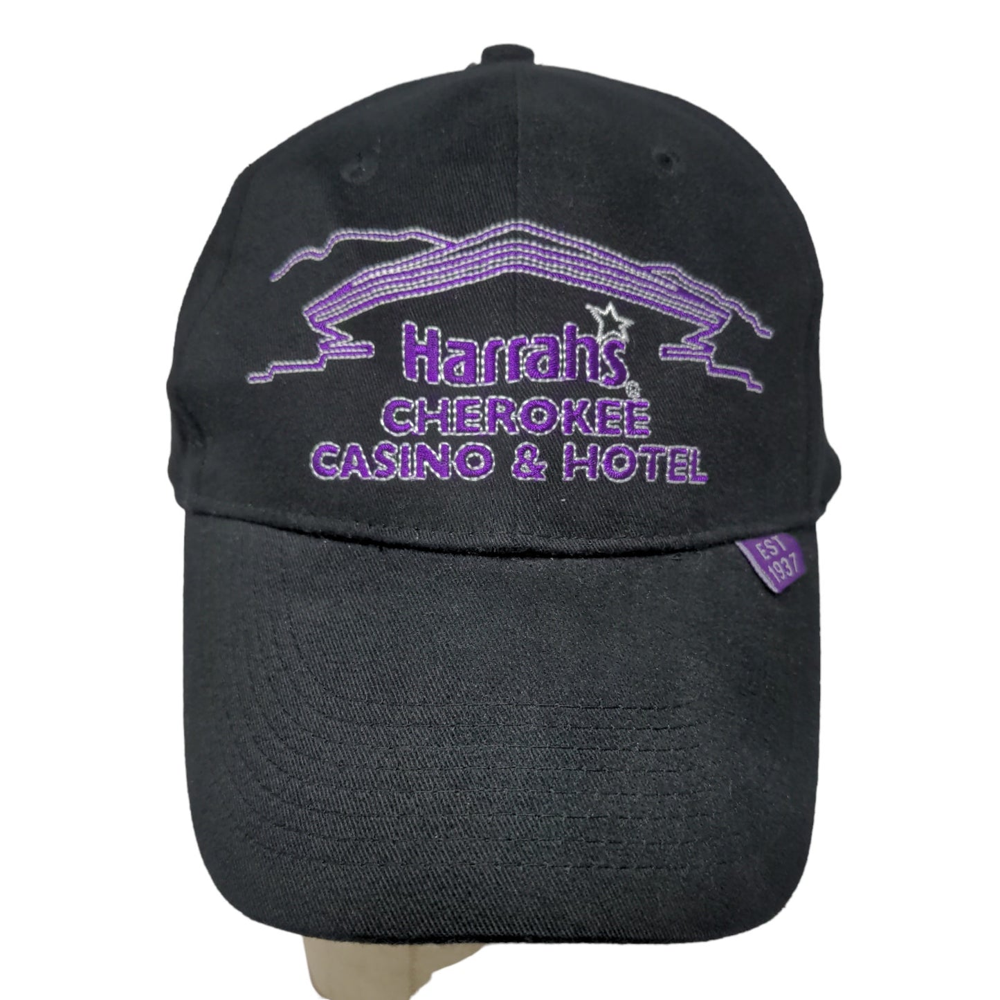 Harrah's Cherokee Casino & Hotel Men's Strapback Hat Black Purple Embroidered