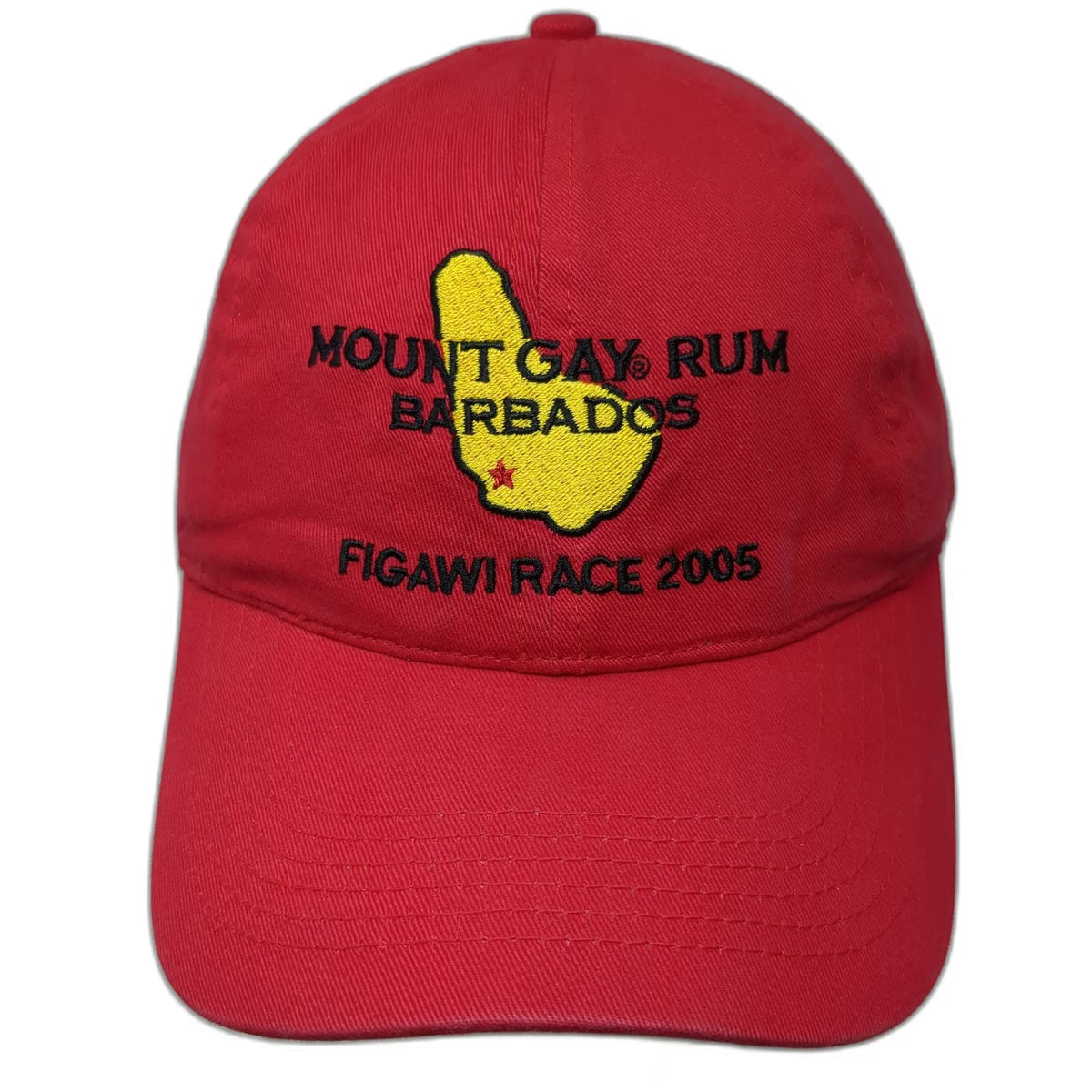 Mount Gay Rum Baseball Cap Red One Size Figawi Race 2005 Barbados Map Cotton Hat