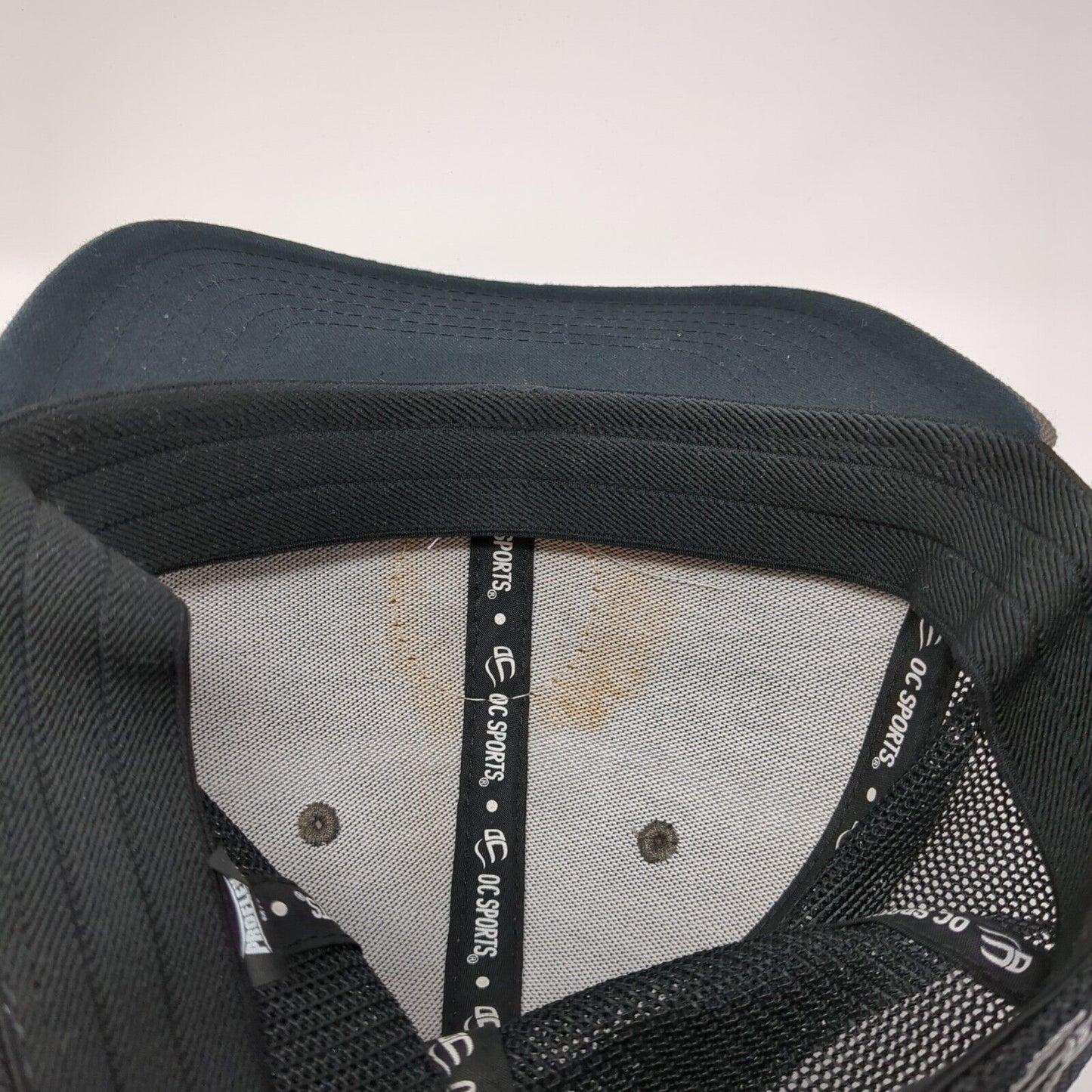 Outdoor Cap Fitted Trucker Hat Gray One Size Adjustable Leather Patch Mesh Back