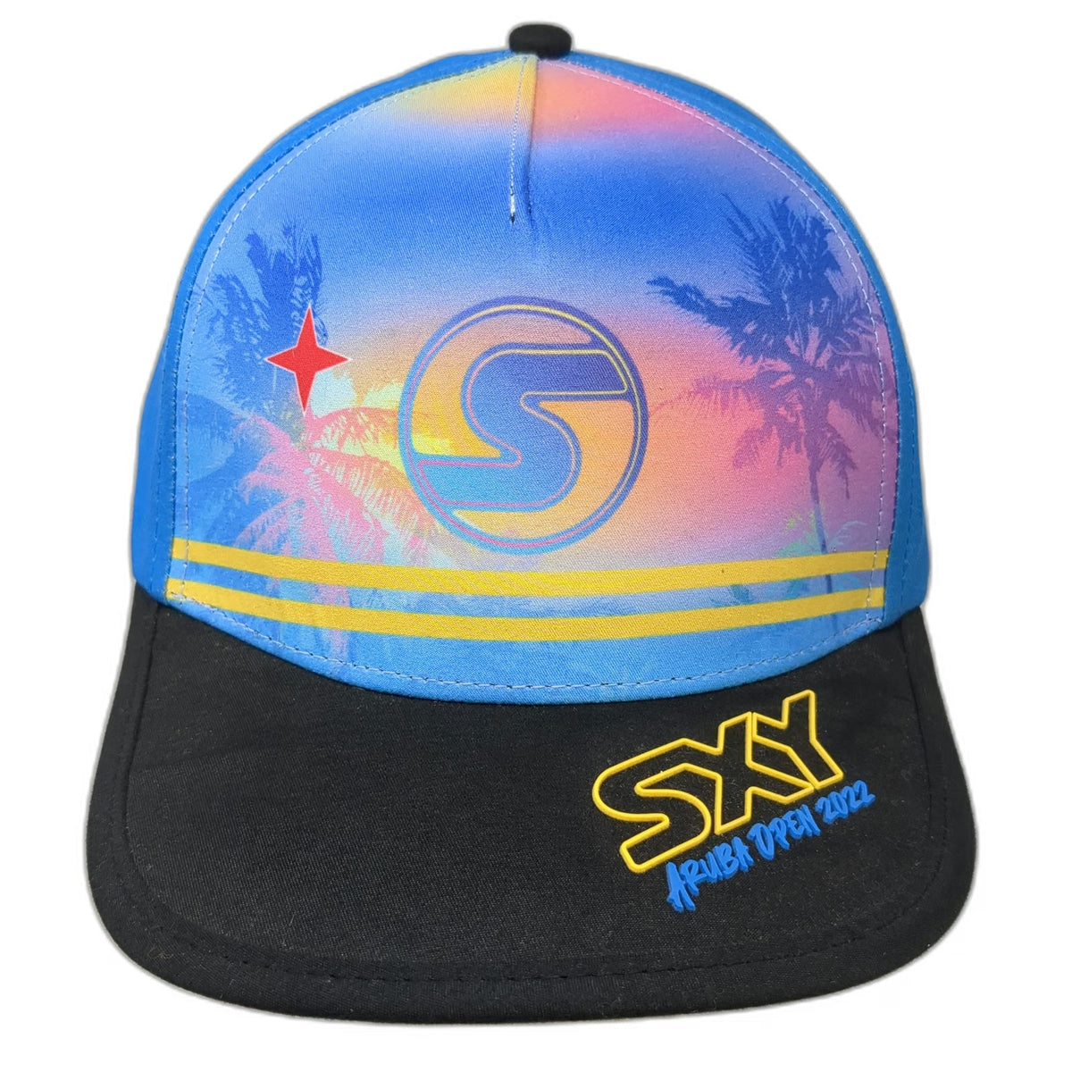 SXY 5 Panel Blue One Size Aruba Open 2022 Beach Tennis Snapback Tropical Hat