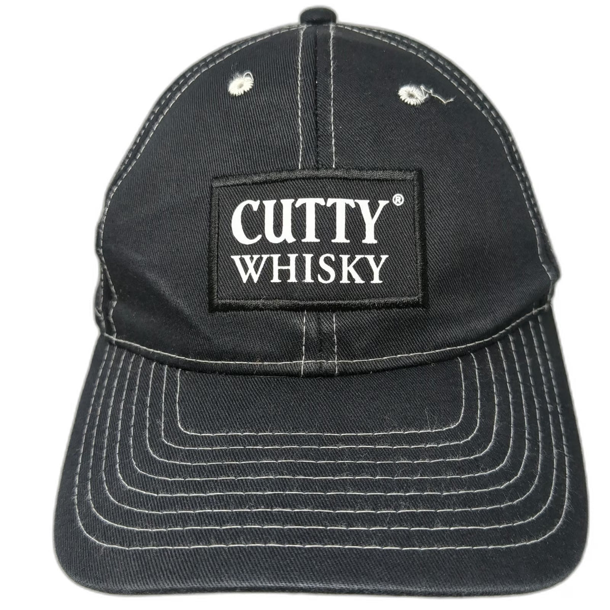 Cutty Whisky Baseball Cap Black One Size White Contrast Stitching Logo Patch Hat