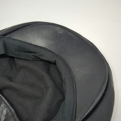 Harley-Davidson Newsboy Cap Black L Leather 100th Anniversary Metal Badge Hat