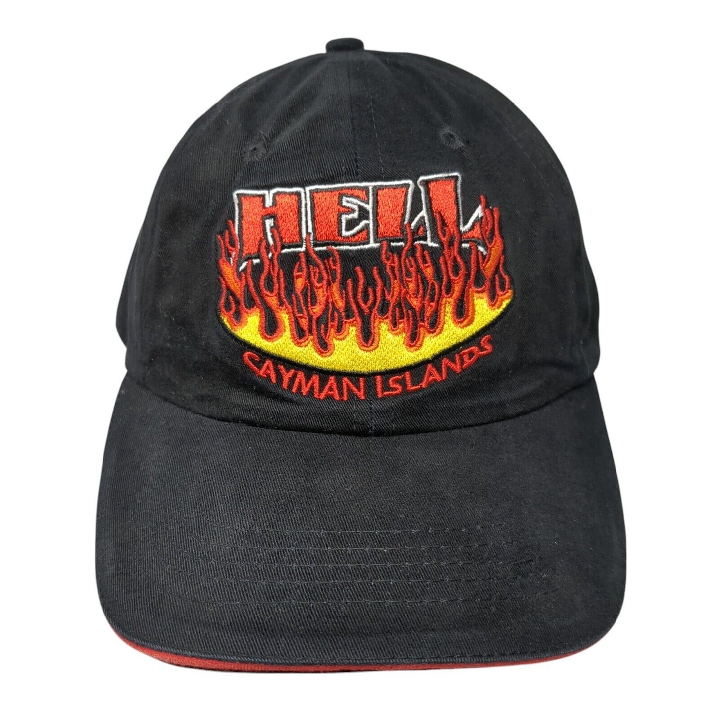 Hell Cayman Islands Slideback Hat Black One Size Adjustable Embroidered Cotton