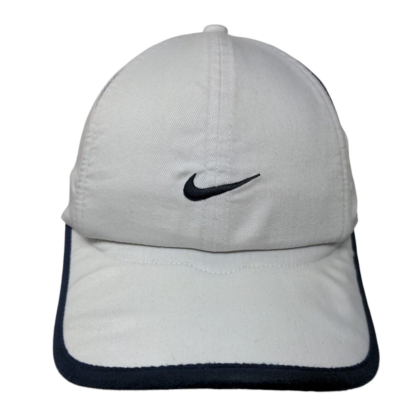 Nike Fit Fitted Hat White OSFA Embroidered Swoosh Mesh Trim Outdoor
