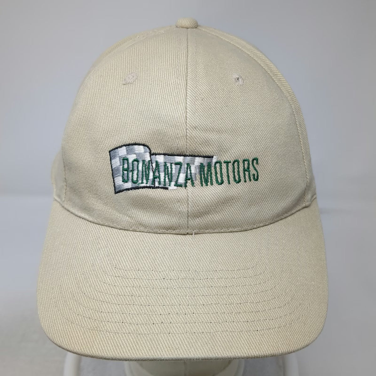 Outdoor Cap Baseball Cap Beige Green One Size Bonanza Motors Checkered Flag hat