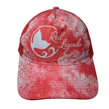 Reel Legends Snapback Trucker Hat Red One Size Adjustable 6 Panel Mesh Back