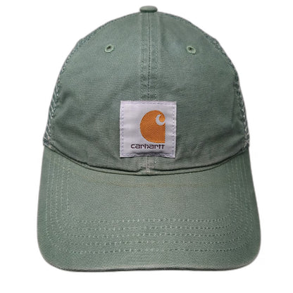 Carhartt Trucker Hat Green One Size Mesh Snapback Logo Patch Workwear Cotton