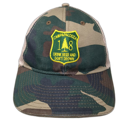 Green Camo Baseball Cap One Size Mesh Back Drink Beer And Don't Drown Patch Hat