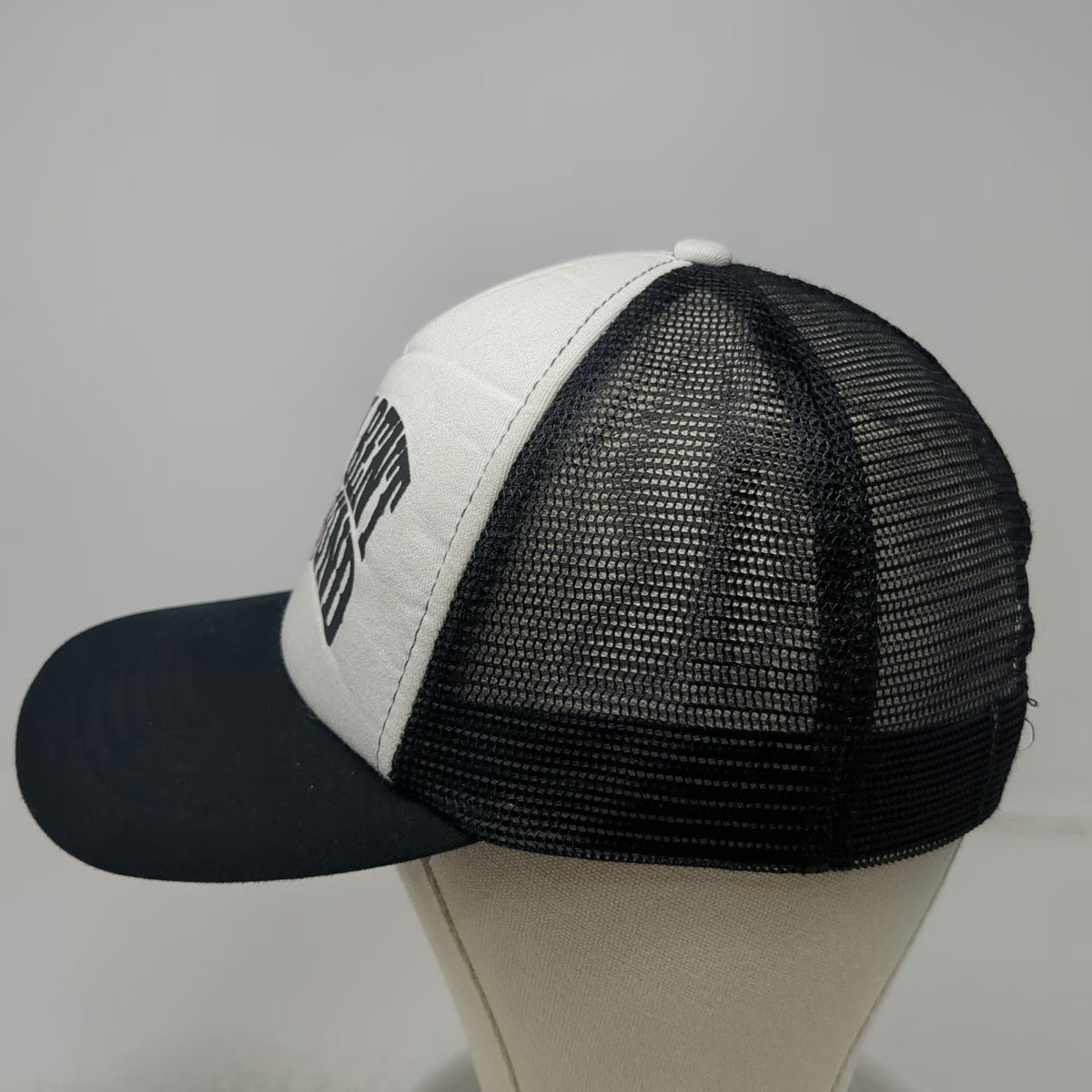 Black White Trucker Hat One Size Whiskey Bent Hell Bound Wavy Foam Mesh Snapback