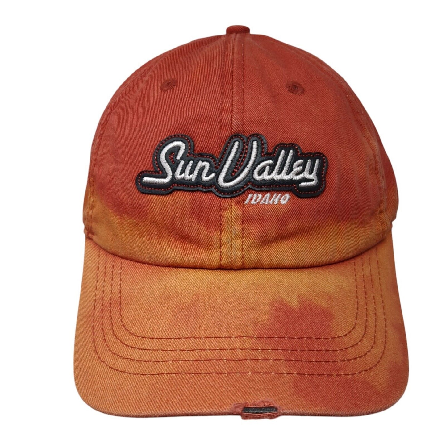 Sun Valley Idaho Strapback Hat Red OS Adjustable Extreme Fit Distressed Ahead
