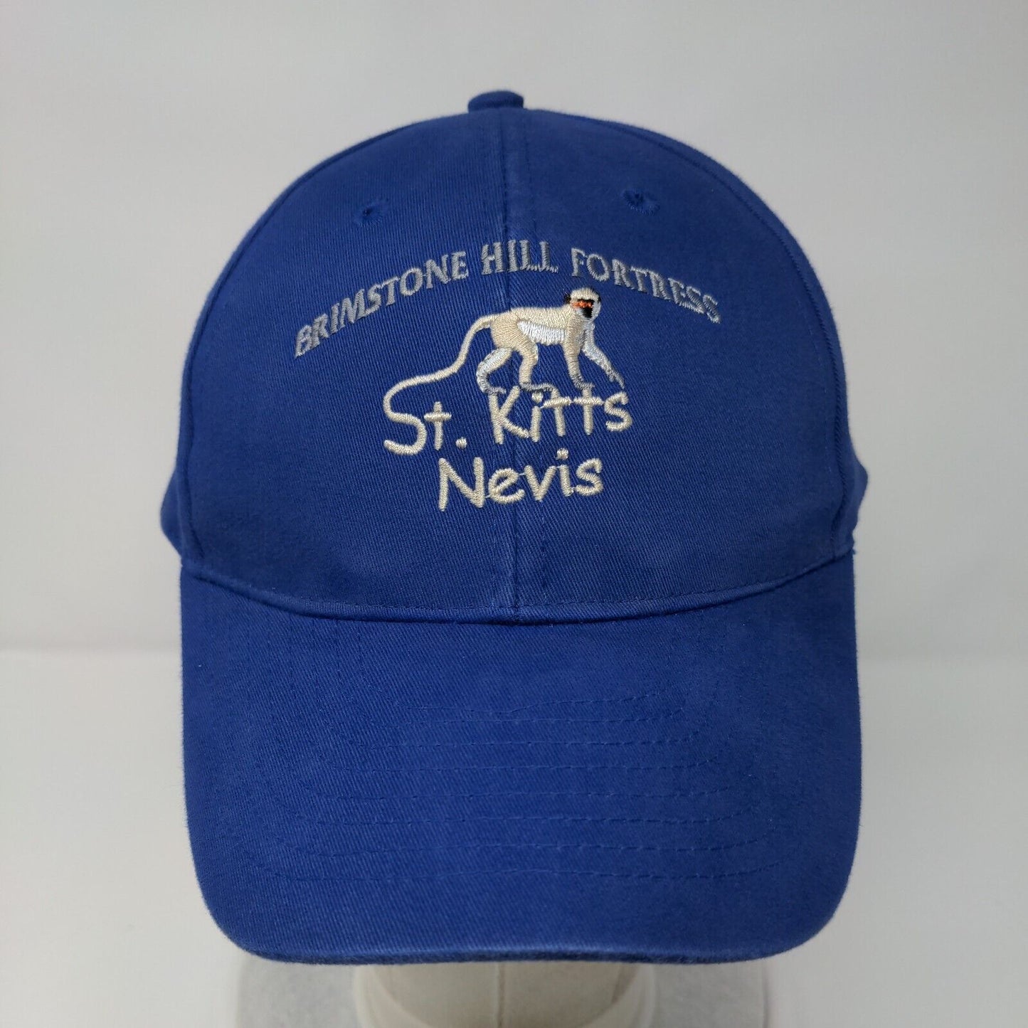 Brimstone Hill Fortress St Kitts Nevis Slideback Hat Blue OSFA Adjustable Cotton