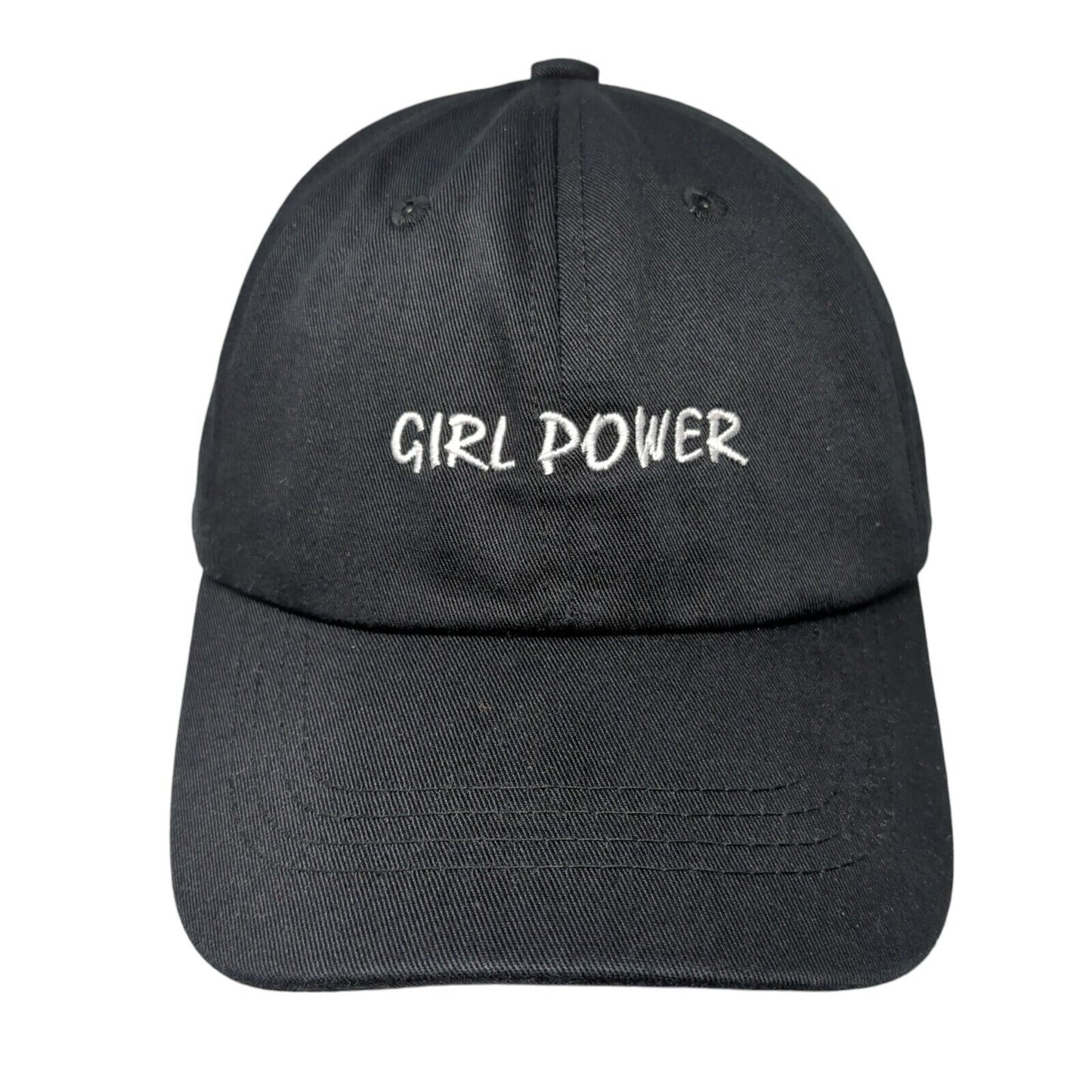 Girl Power Strapback Hat Black One Size Bow Embroidered Wonder Nation