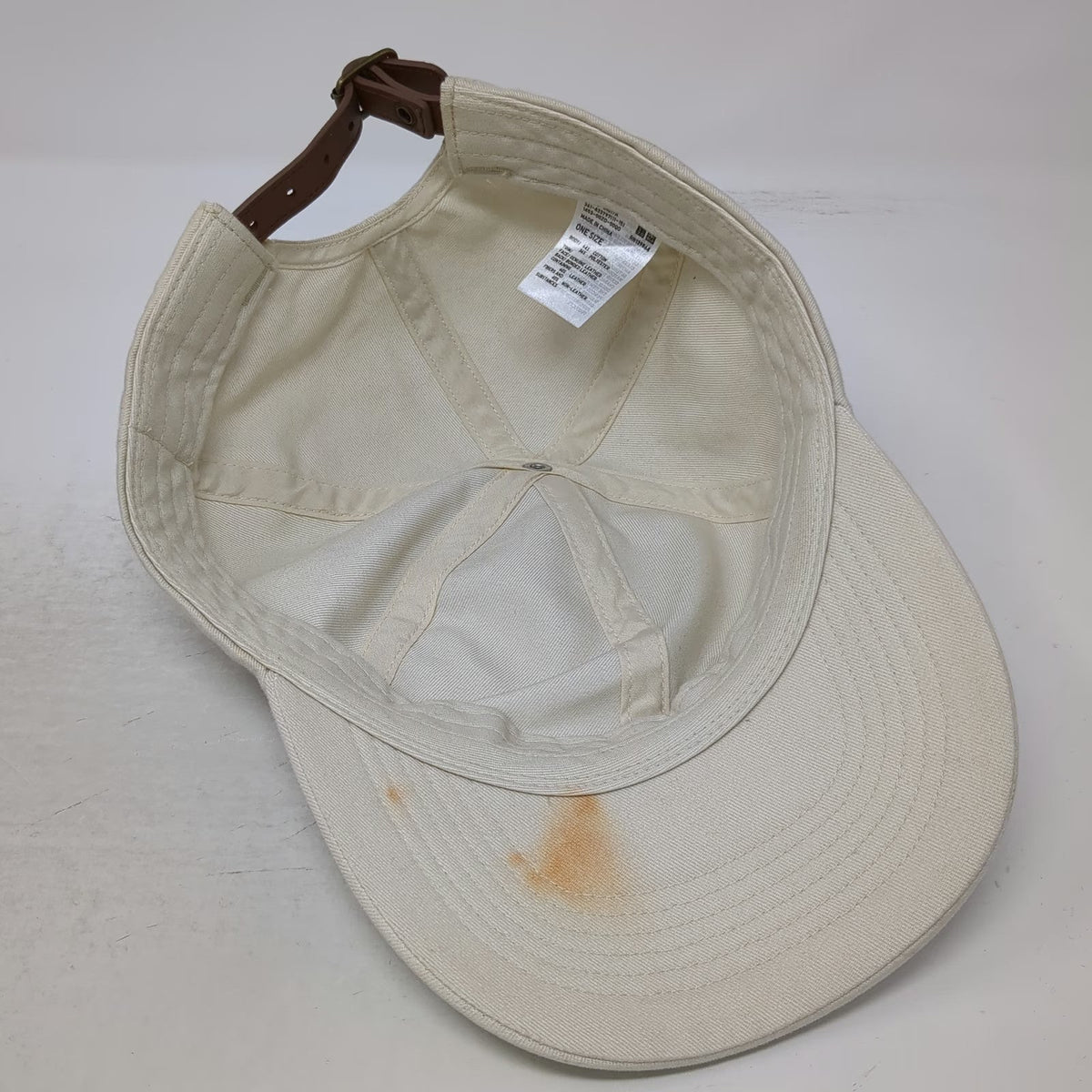 Uniqlo Baseball Cap Beige One Size Slideback Hat 6 Panel Plain Adjustable