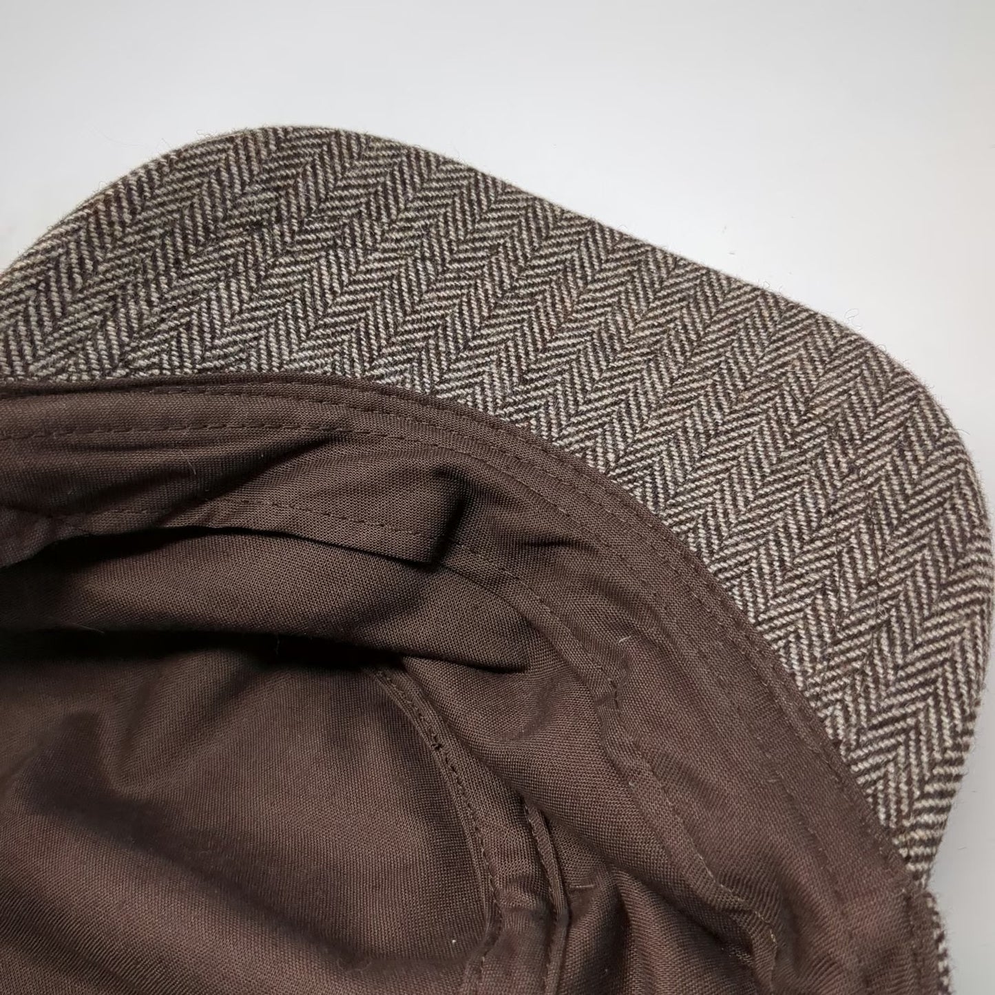 Banana Republic Army Cap Brown S/M Fitted Herringbone Wool Hat Cadet Casual