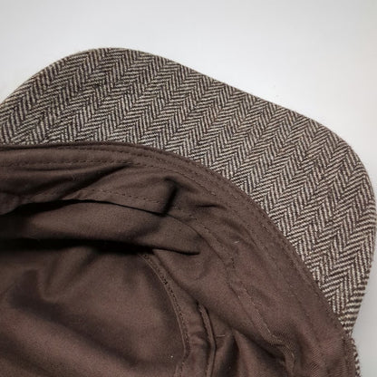 Banana Republic Army Cap Brown S/M Fitted Herringbone Wool Hat Cadet Casual