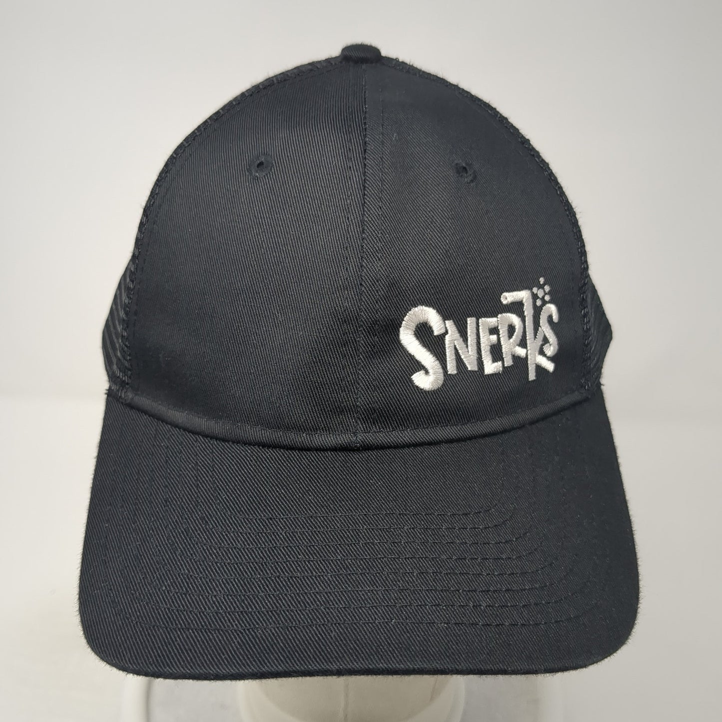 Snerks Snapback Trucker Hat Black One Size Adjustable Embroidered Mesh Back