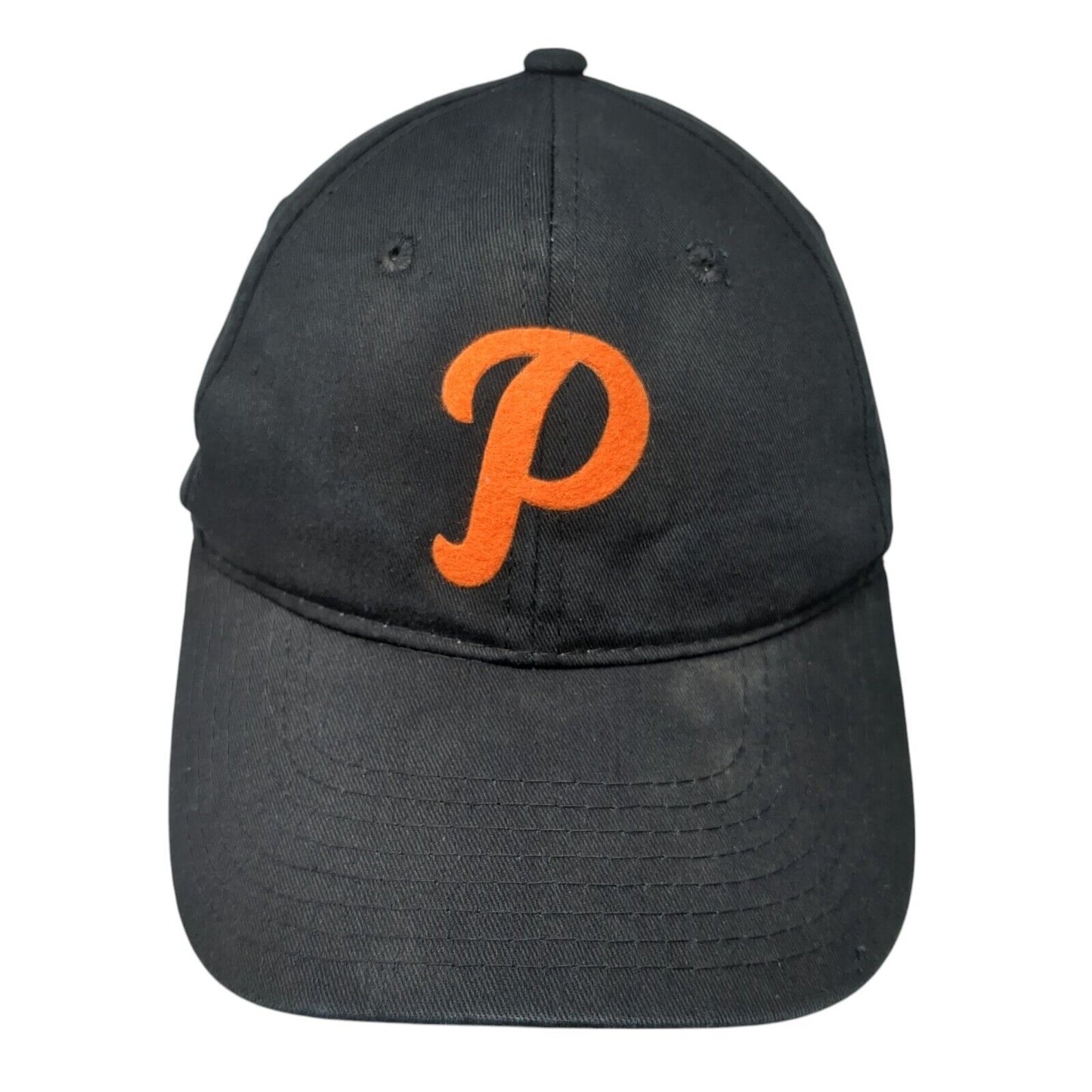 Letter P Strapback Hat Black One Size Adjustable Outdoor Cap 6 Panel