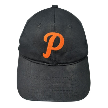 Letter P Strapback Hat Black One Size Adjustable Outdoor Cap 6 Panel