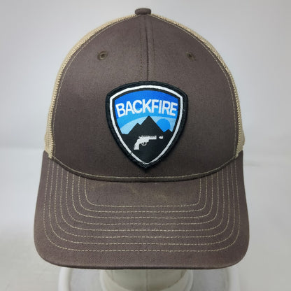 Richardson Trucker Hat Brown One Size Backfire Mountain Pistol Patch Snapback