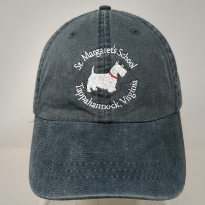 Adams Baseball Cap Blue White Red One Size Leather Strap Scottie Dog School Hat