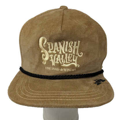 Spacecraft Men's Snapback Corduroy Trucker Hat Tan Embroidered Spanish Valley