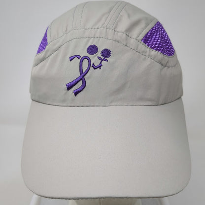 Racetrackers Baseball Cap Beige One Size Purple Ribbon Mesh Strapback Runner Hat