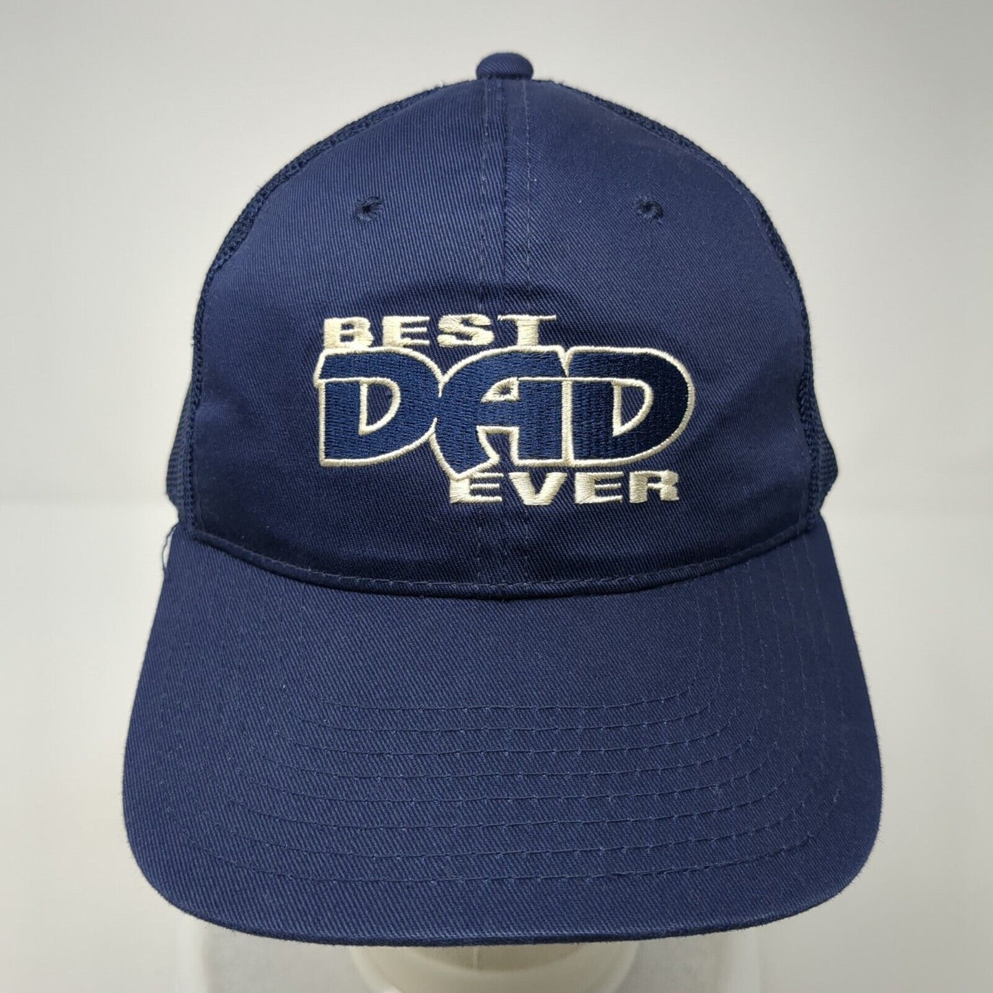 Best Dad Ever Snapback Trucker Hat Blue One Size Mesh Back Adjustable