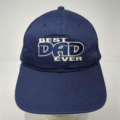 Best Dad Ever Snapback Trucker Hat Blue One Size Mesh Back Adjustable