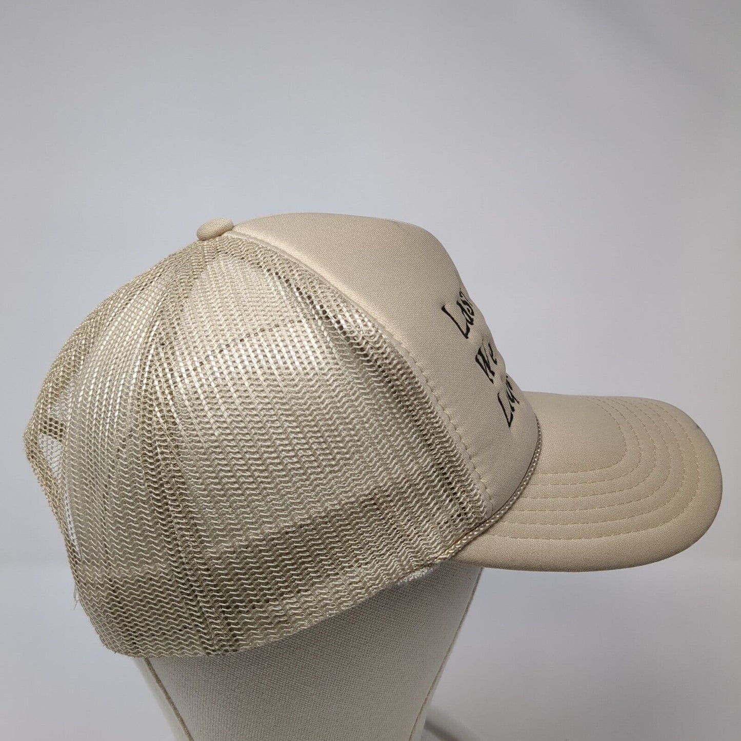 Last Night We Let The Liquor Talk Snapback Rope Trucker Hat Tan One Size