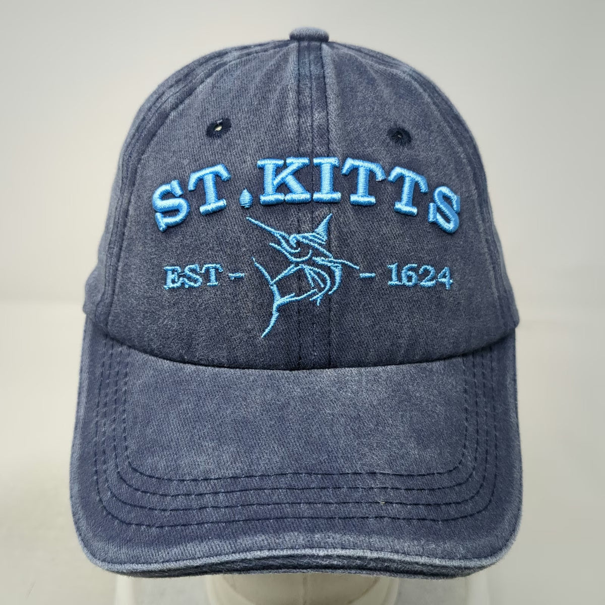 Tropical World Baseball Cap Blue One Size St Kitts Nevis Marlin Slideback Hat