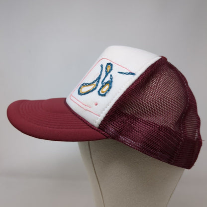 Nissun Snapback Trucker Hat Red OSFA Adjustable Mesh Back Stitch Paisley Rope